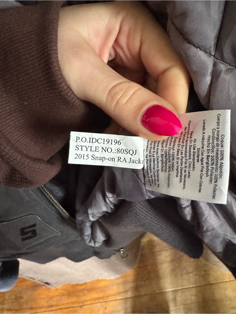 Snap-on Men's Gray Hooded Work Jacket - Lightweight Quilted Lining - Picture 8 of 8